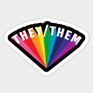 They/Them Pronouns Rainbow Burst Sticker